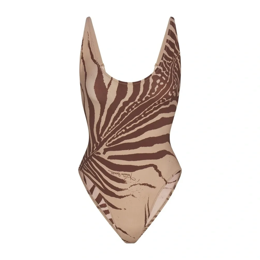 Skims X Roberto Cavalli Scoop Neck One Piece Zebra Print NWB NWT L